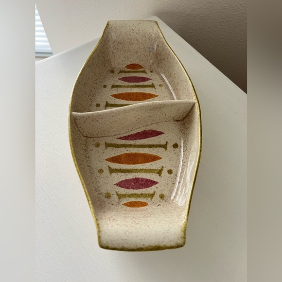 Red Wing Pottery Pepe Divided Serving Dish | Vegetable Tray Vintage - Picture 2 of 8